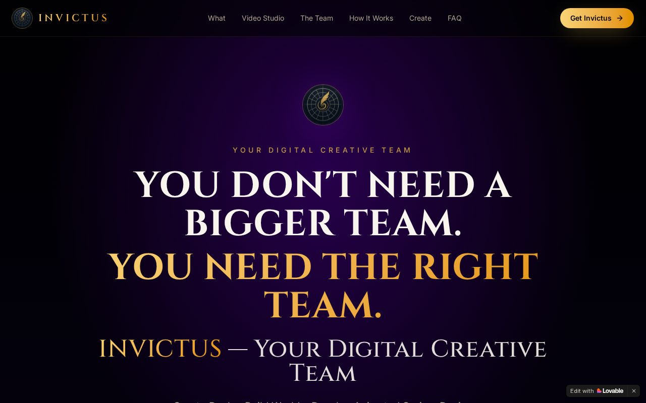 Invictus homepage preview
