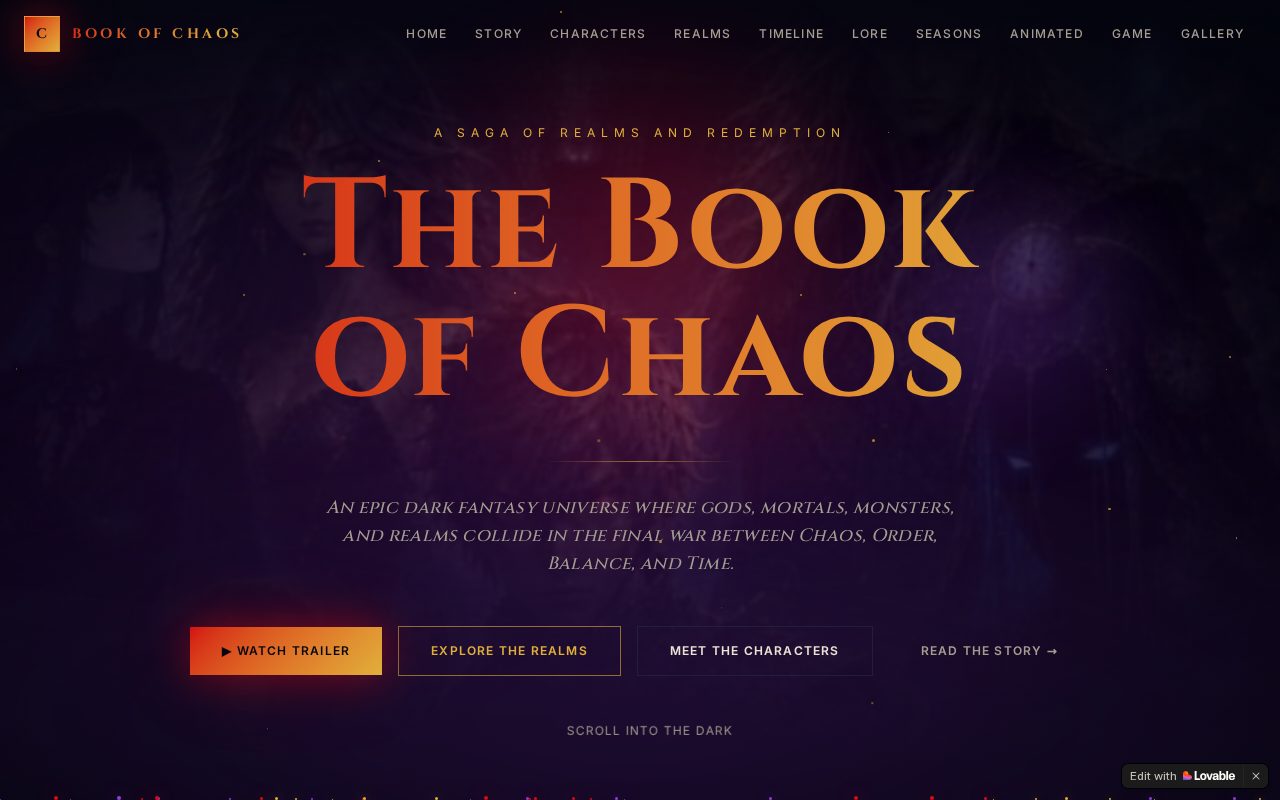 The Book of Chaos: A Saga of Realms and Redemption homepage preview