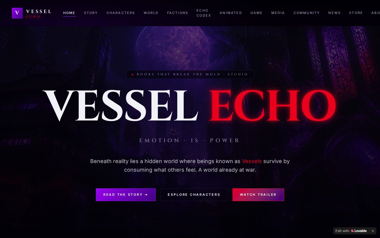 Vessel Echo homepage preview